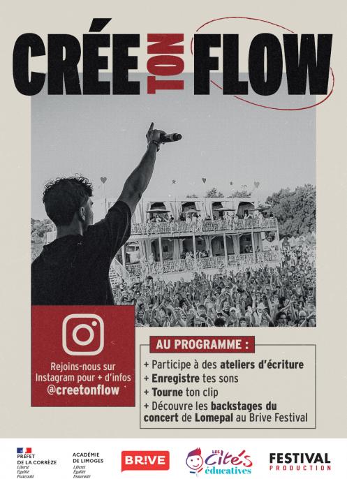 Affiche Crée ton flow - Cité Educative - Ville de Brive